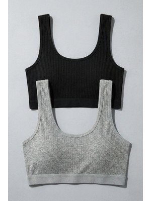 Underwear Bodyway 2'li Paket Fitilli Bralet Büstiyer Esnek Sütyen Günlük Spor Crop Top