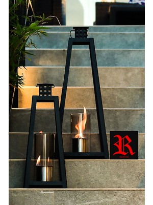 Özgürce Şık Siyah Bioethanol Fener Seti, Iç Mekan ve Bahçe Dekoru