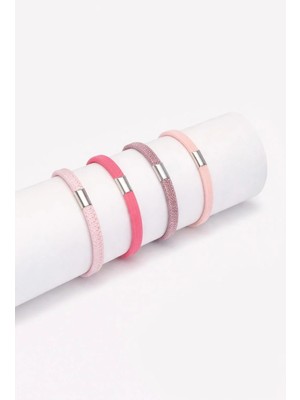 Renkli Lastik Toka Pembe Desenli