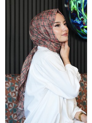 Afvente Geometrik Desen Açık Kahverengi Soft Pamuk Şal