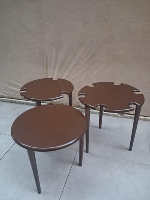 Bengi Ankara Mobilya Zigon Dümen Sehpa 90608 Yuvarlak Model Kayın Torna Parlak Ceviz Boya El Yapım