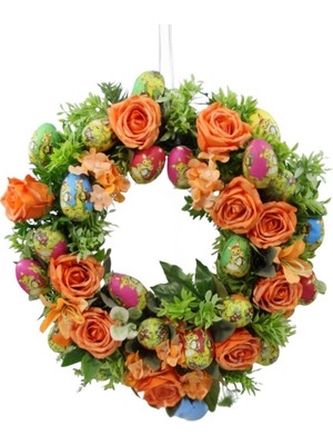 Dekorsende Paskalya Temalı Yumurtalı Çember Kapı Süsü 60 cm