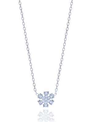 Midyat Nurtaş Gümüş Kar Tanesi Tasarım Zirkon Taşlı Gümüş Kadın Kolye 201025081