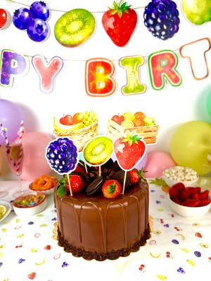 Fluparty Tutti Frutti - Meyve Temalı XL Pasta Süsü Seti