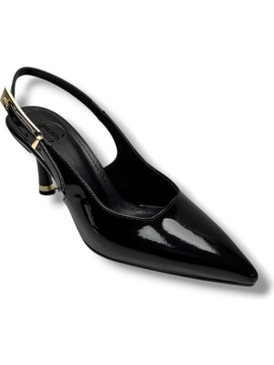 C-Shoes Ceylan Shoes 421-26 Rugan Deri Arkası Açık Ince Topuk Kadın Stiletto