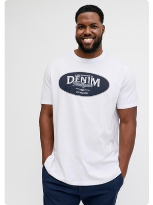 Jack & Jones Jack&jones 12294516 Jjedover On Yazılı Battal Buyuk Beden Kısa Kol Tshırt
