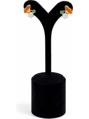 Pangu Taşlı Kelebek Model Mineli Lak Kaplama Küpe