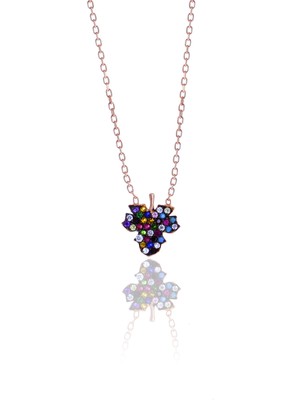 Midyat Nurtaş Gümüş Çınar Tasarım Renkli Taşlı Rose Kaplama Gümüş Kadın Kolye 201025092