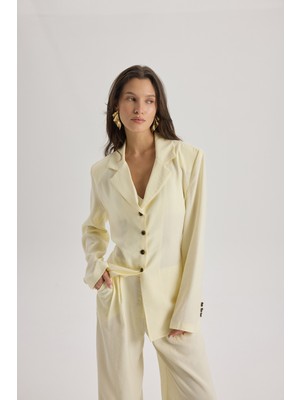 Mai Breeze Bağlamalı Sarı Ceket Pantolon Takım