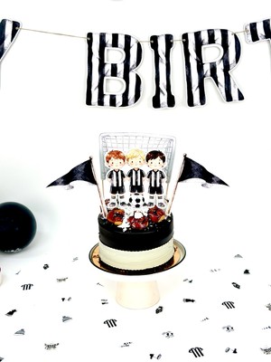 Fluparty Siyah - Beyaz - Futbol Temalı XL Pasta Süsü Seti