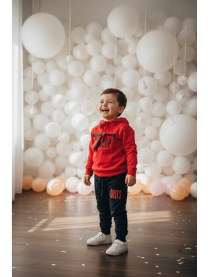 Black Steel Fermuar Detaylı Baskılı Çocuk Eşofman Takımı