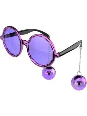 Mor Disko Topu Küpeli Parti Gözlüğü
