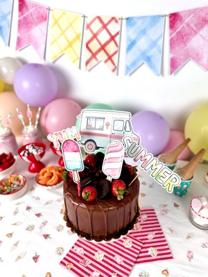 Fluparty Ice Cream - Dondurma Temalı XL Pasta Süsü Seti