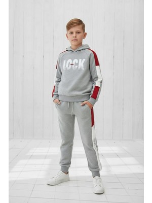 Black Steel Garson Boy Kapşonlu Baskılı Erkek Eşofman Takımı