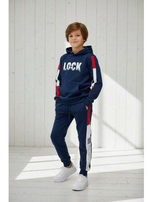 Black Steel Garson Boy Kapşonlu Baskılı Erkek Eşofman Takımı