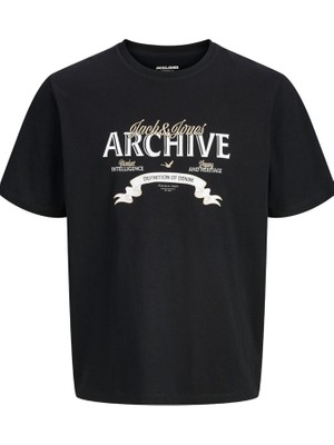 Jack & Jones Jack&jones 12294516 Jjedover On Yazılı Battal Buyuk Beden Kısa Kol Tshırt