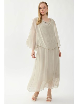 Vitrin Astarlı Uzun Ipek Elbise