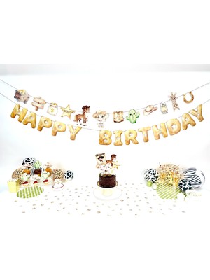 Fluparty Cowboy - Kovboy Temalı “Happy Birthday” Yazı Banner