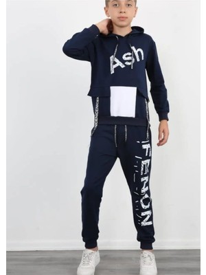 Black Steel Garson Boy Erkek Baskılı Kapşonlu Erkek Eşofman Takımı