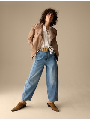 Marks & Spencer Pamuk-Lyocell Karışımlı Yüksek Bel Barrel Pantolon