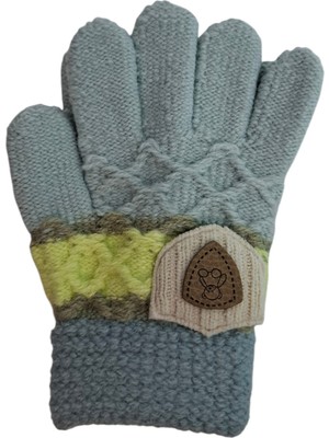 Spteks Kitti 3-6 Yaş Erkek Çocuk Mint Renk Amblem Figürlü Anaokulu Kışlık Örme Eldiven