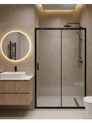 Db Banyo Dbbanyo Deniz Seri Ön Cephe Duşakabin 5 mm Şeffaf Temperli Cam Siyah Profil H:190 cm 1S1H