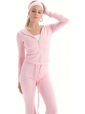 Mai Miyon Bandana Detay Pembe Kapüşonlu Takım