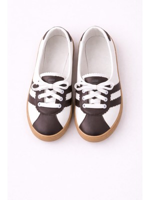 Slipcat Kadın Spor Bağcıklı Günlük Rahat Retro Çizgili Babet Ayakkabı