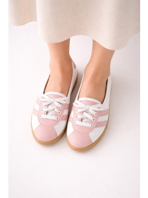 Slipcat Kadın Spor Bağcıklı Günlük Rahat Retro Çizgili Babet Ayakkabı