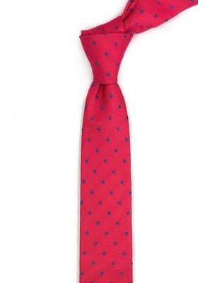 Kravatkolik 4.6 cm Nar Çiçeği Puantiye Desen Ultra Slim Ipek Kravat İK2333