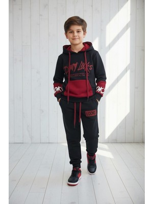 Black Steel Kanguru Cepli Kapşonlu Çocuk Eşofman Takımı