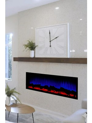 Özgürce Elektrikli Dekoratif Şömine, 120X35X18 Cm, Renkli, Bluetooth Hoparlör, Kumanda