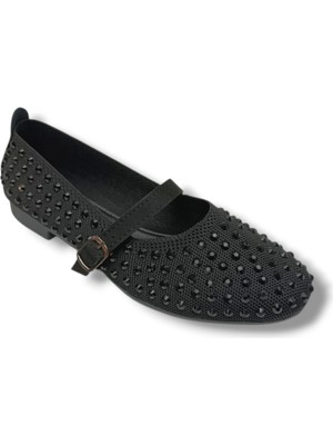 C-Shoes SG3170-26 Triko Kemerli Full Taşlı Kadın Babet