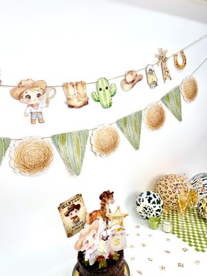 Fluparty Cowboy - Kovboy Temalı Üçgen Flama Banner