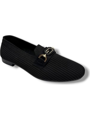 Ceylan Shoes 160-26 Triko Taşlı Toka Anatomik Kadın Babet