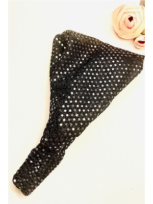 Berg Atelier Bandana Parıltılı Saç Bandı Lastikli Paraşüt Bandana