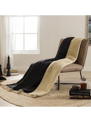 Özdilek Tek Kişilik Pamuk Battaniye Siyah-Bej