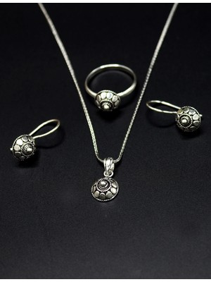Midyat Nurtaş Gümüş Yöresel Hasır Işleme Bayan Gümüş Kadın Üçlü Set 201025216