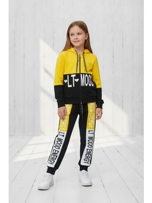 Black Steel Fermuarlı Kapşonlu Baskılı Çocuk Boy Eşofman Takımı