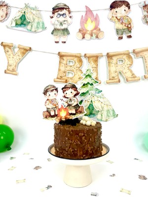 Fluparty Scout Camp - Minik İzci Temalı XL Pasta Süsü Seti