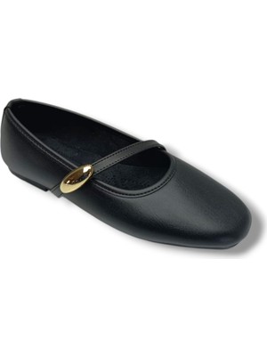 Ceylan Shoes 123-26 Cilt Deri Tokalı Tek Bantlı Anatomik Kadın Babet
