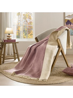 Özdilek Tek Kişilik Pamuk Battaniye Mürdüm-Bej