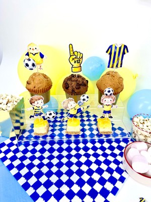 Fluparty Sarı - Lacivert - Futbol Temalı Kapkek Süsleri