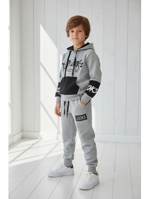 Black Steel Kanguru Cepli Kapşonlu Çocuk Eşofman Takımı