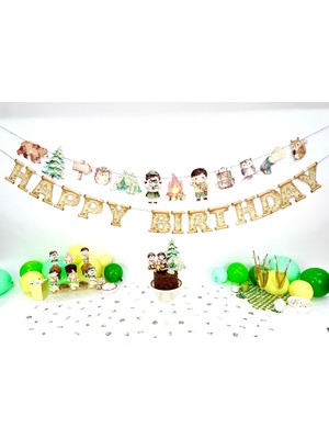 Fluparty Scout Camp - Minik İzci Temalı “Happy Birthday” Yazı Banner