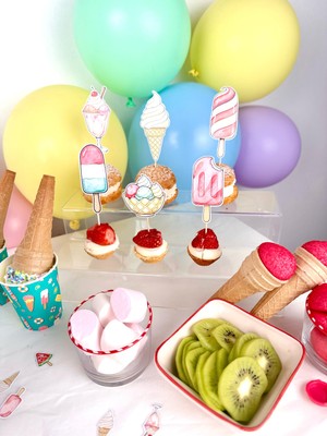 Fluparty Ice Cream - Dondurma Temalı Kapkek Süsleri