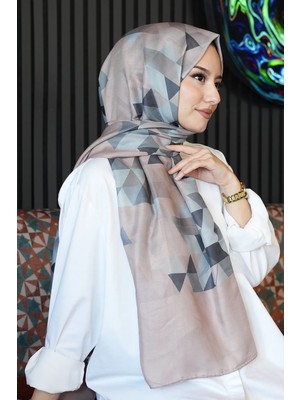 Afvente Üçgen Desen Krem Soft Pamuk Şal