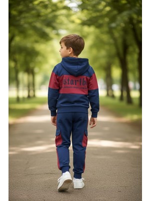 Black Steel Erkek Garson Boy Ön Arka Baskılı Kapşonlu Kargo Cepli Eşofman Takımı