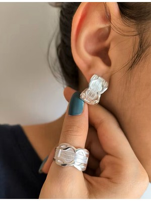 Midyat Nurtaş Gümüş Desenli Model Trabzon Hasırı Kadın Gümüş Küpe-Yüzük Set 201025277