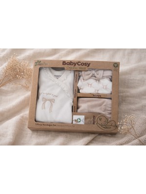 Babycosy 5 Parça Yenidoğan Bebek Seti – %100 Organik Pamuk Hastane Çıkışı Kız Bebek Kıyafetleri